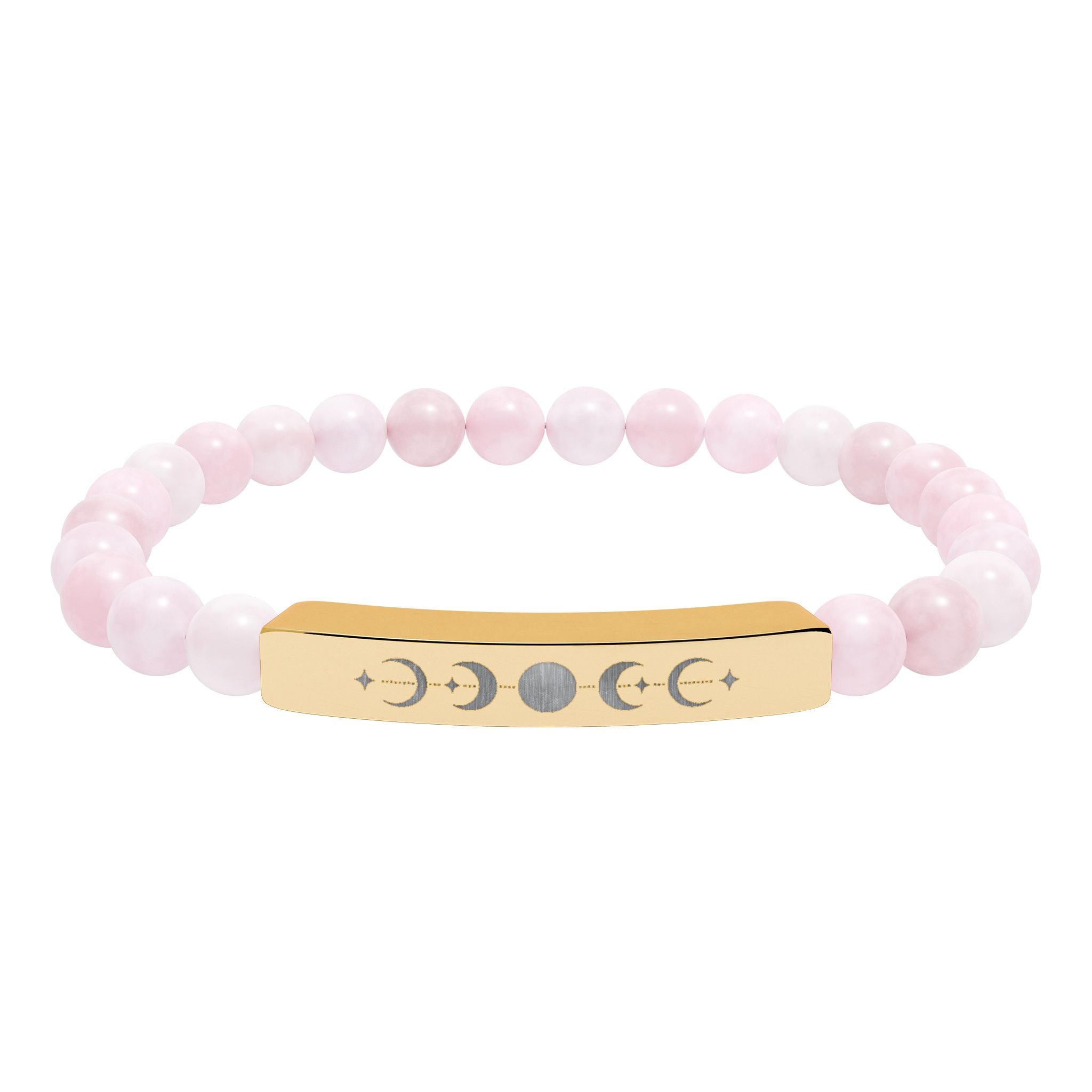 Engraved Moon Phase Natural Stone Stretch Bracelet