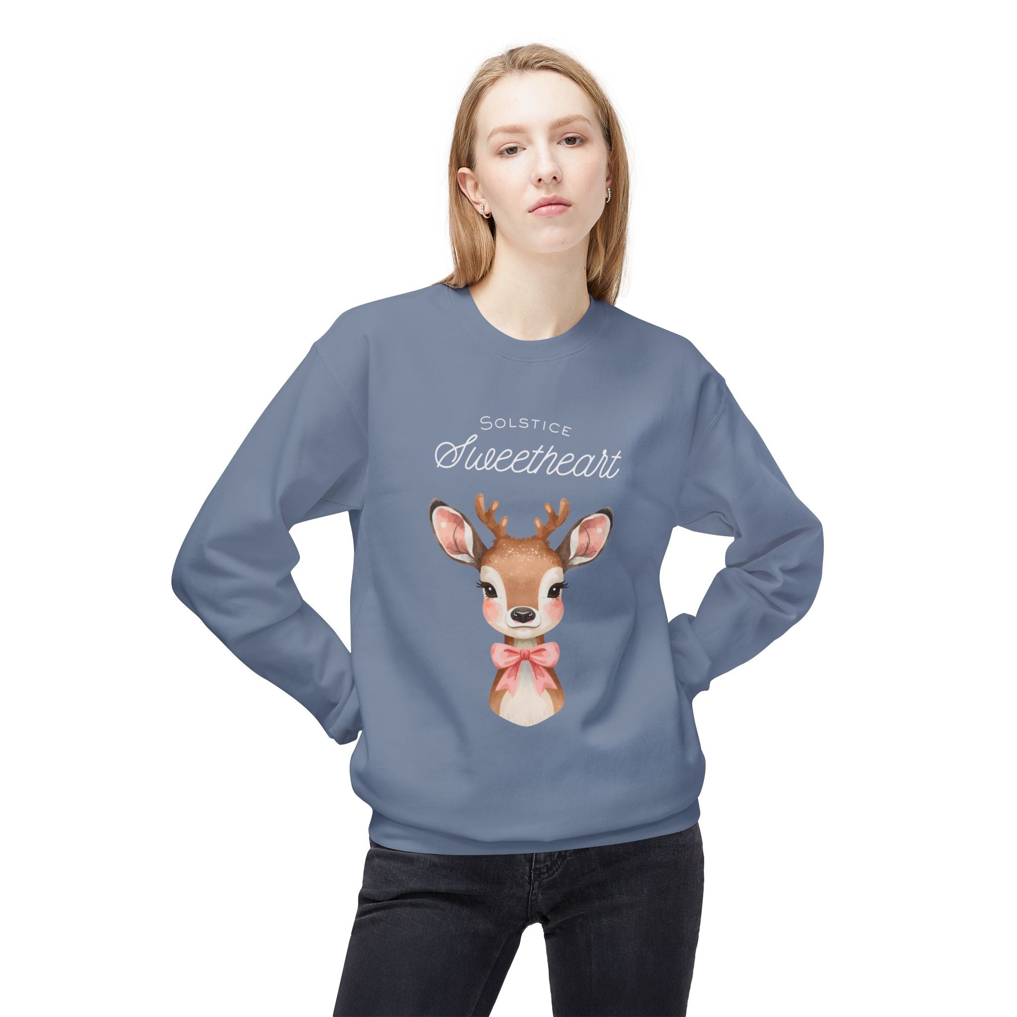 Sweatshirt — Solstice Sweetheart Reindeer Crewneck Holiday Sweater
