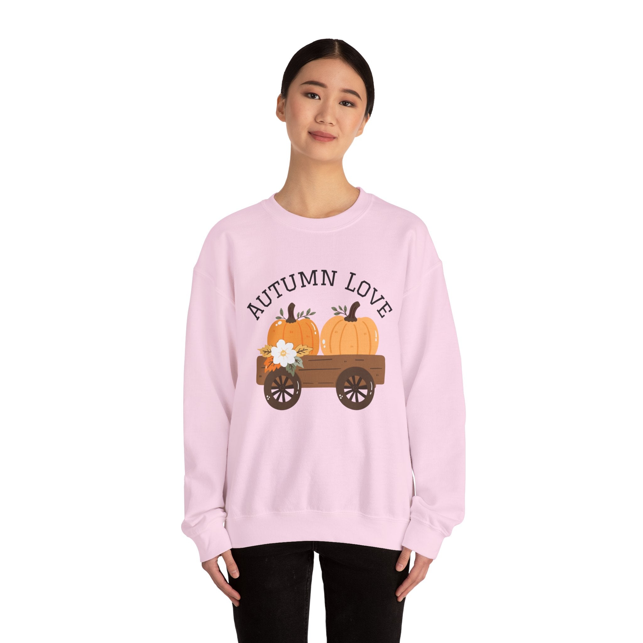 Autumn Love Crewneck Sweatshirt | Cozy Fall Apparel, Pumpkin Sweater, Harvest Gift, Thanksgiving Clothing, Seasonal Fashion