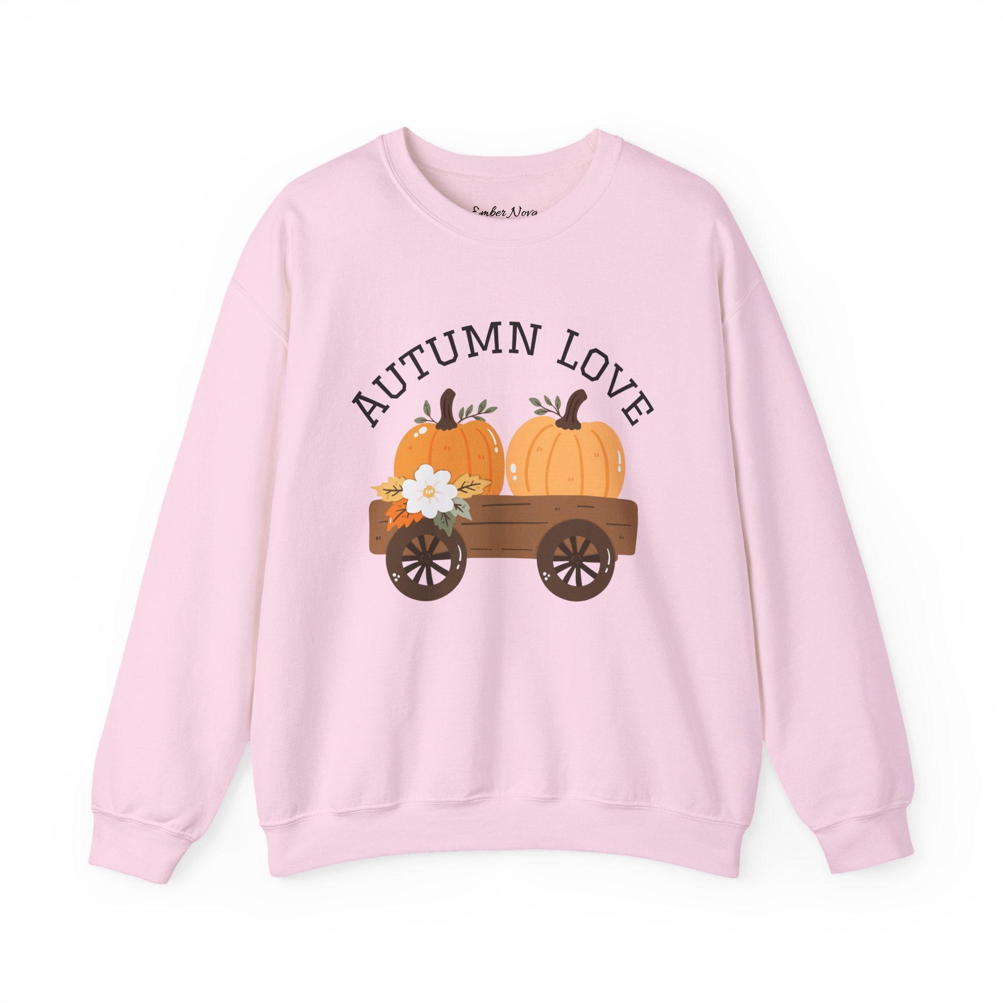 Autumn Love Crewneck Sweatshirt | Cozy Fall Apparel, Pumpkin Sweater, Harvest Gift, Thanksgiving Clothing, Seasonal Fashion
