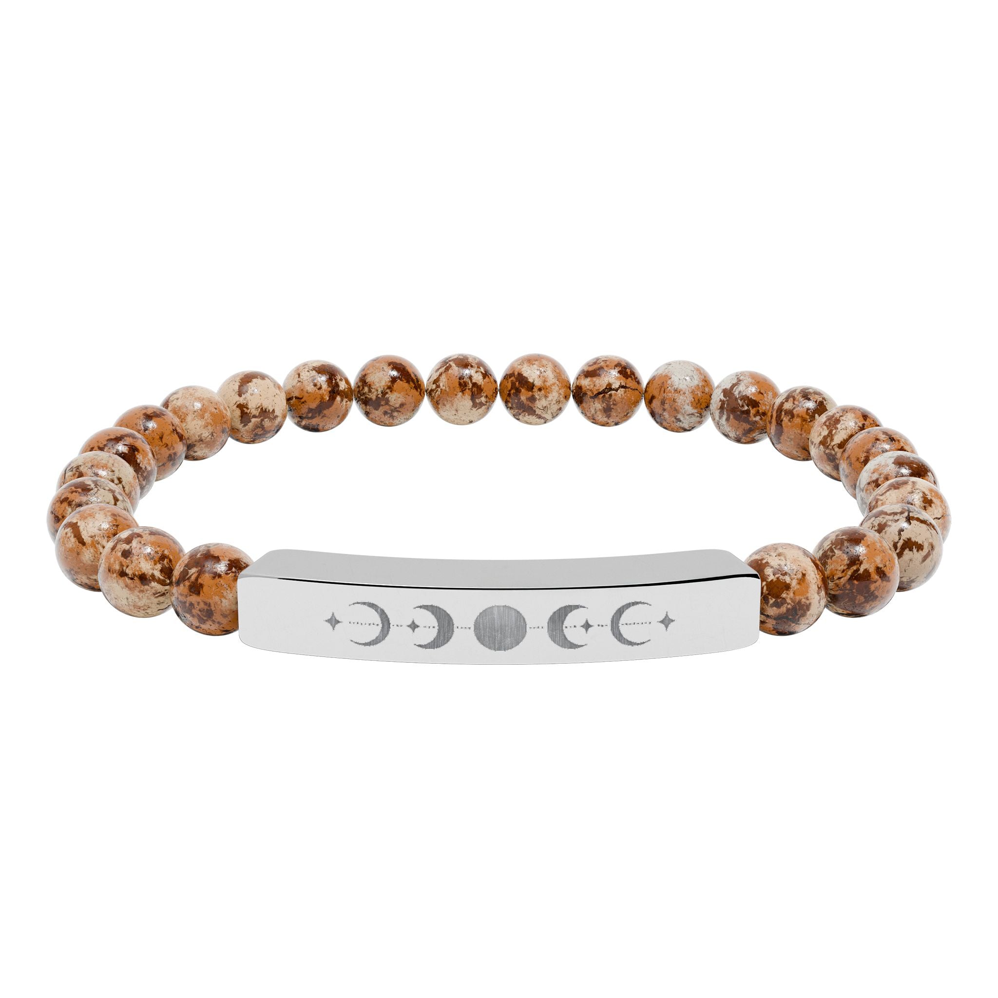 Engraved Moon Phase Natural Stone Stretch Bracelet