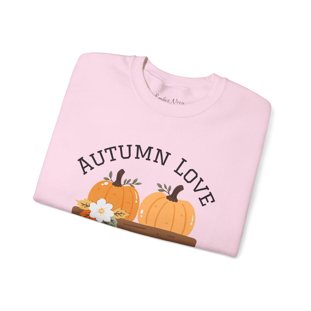 Autumn Love Crewneck Sweatshirt | Cozy Fall Apparel, Pumpkin Sweater, Harvest Gift, Thanksgiving Clothing, Seasonal Fashion
