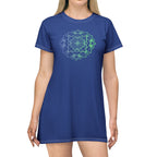 Bohemian Blue Mandala T-Shirt Dress