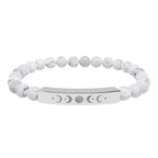 Engraved Moon Phase Natural Stone Stretch Bracelet