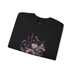 Floral Moon & Mushrooms Sweatshirt — Purple Rose Botanical Crewneck