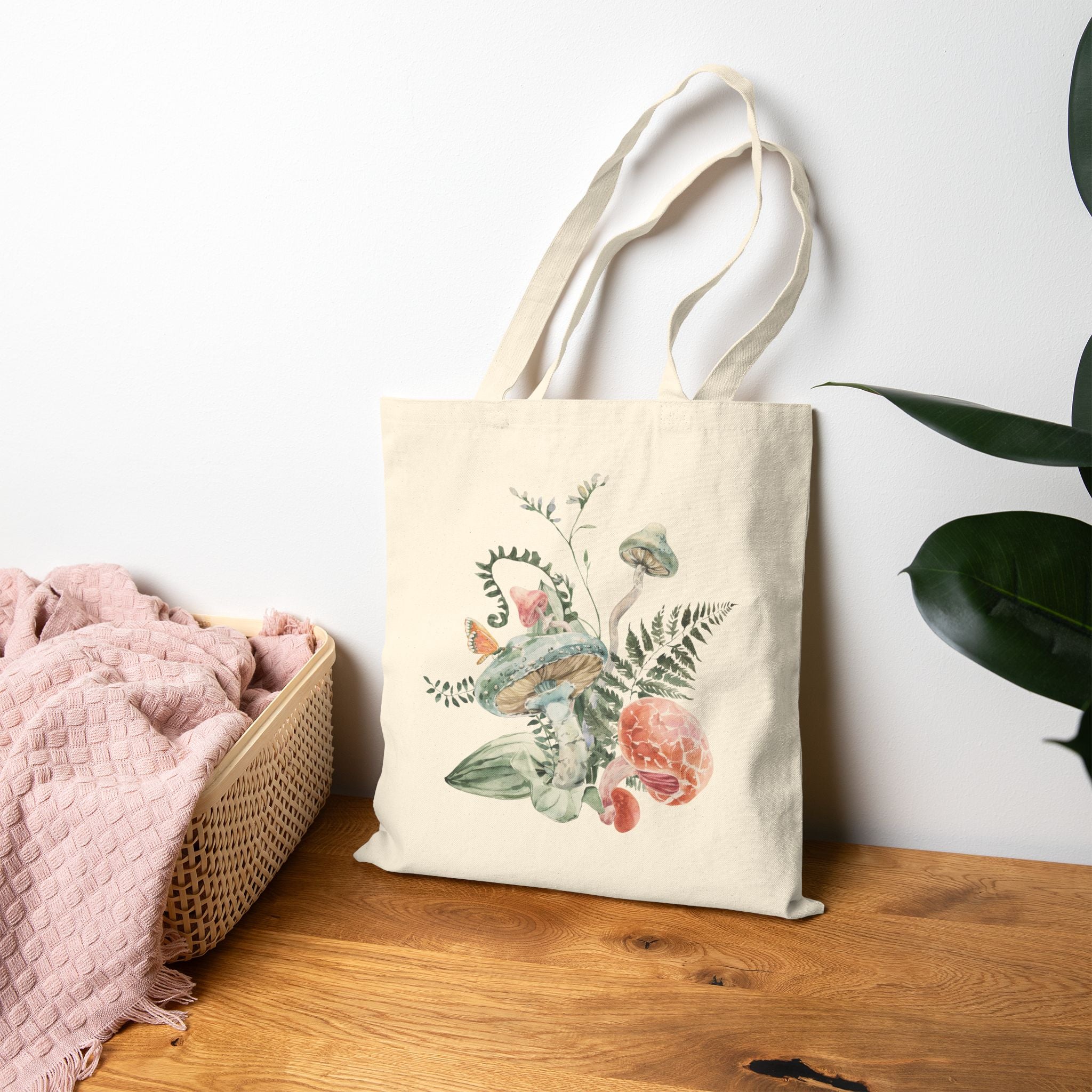 Floral Design Cotton Canvas Tote Bag