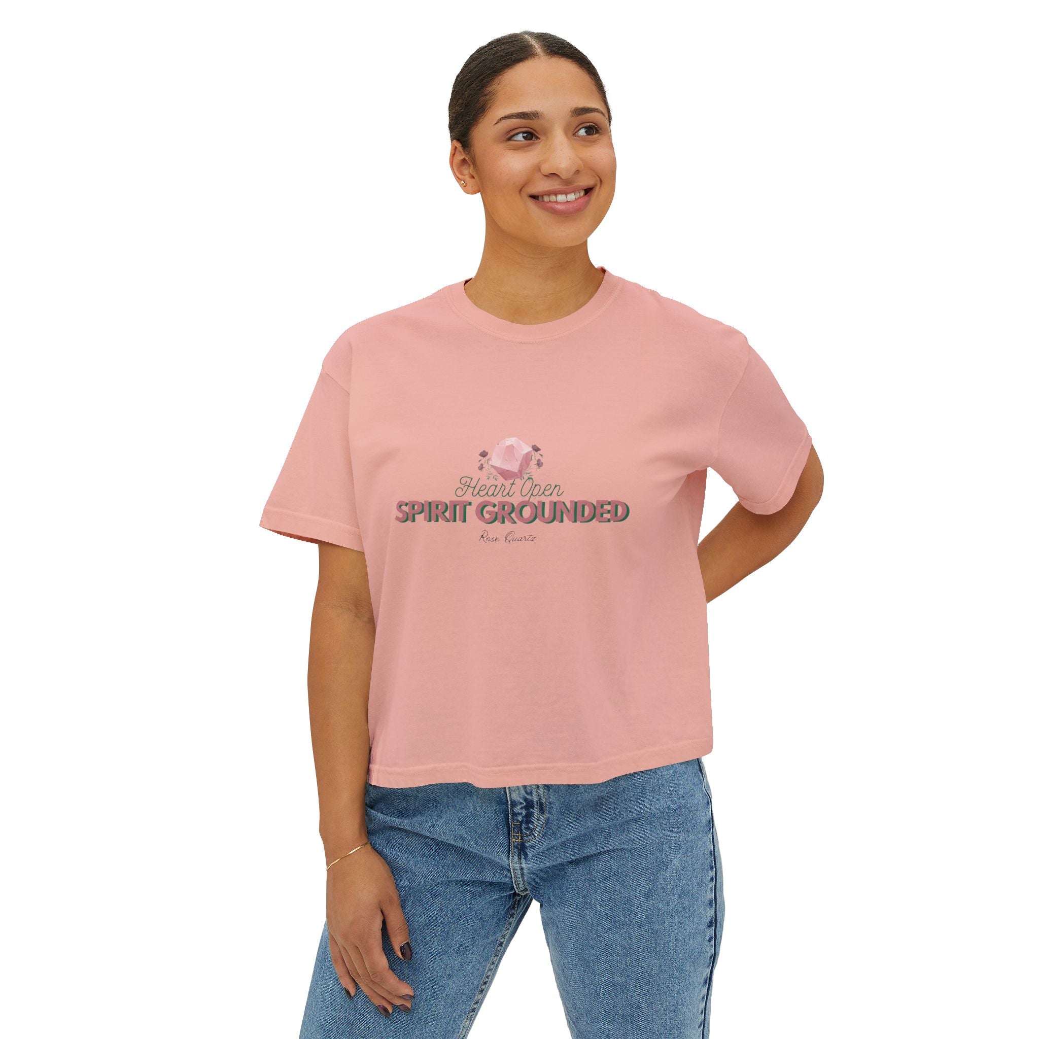 Spirit Grounded Women's Boxy Tee - Affirmation Shirt for Mindfulness & Positivity
