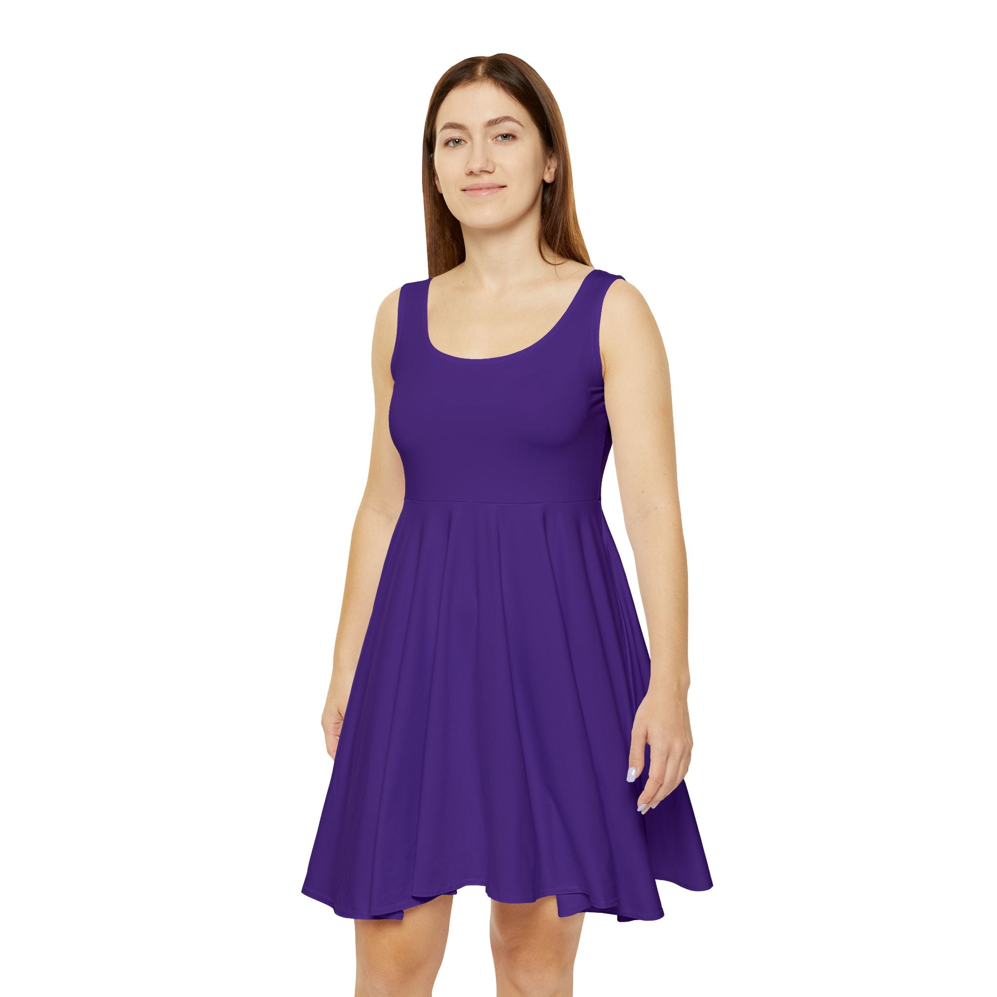Celestial Women's Skater Dress - AOP Purple Dress with Star and Sun Design