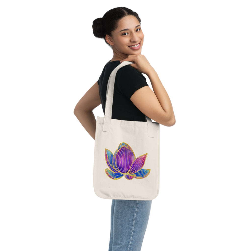 Colorful Lotus Organic Canvas Tote Bag