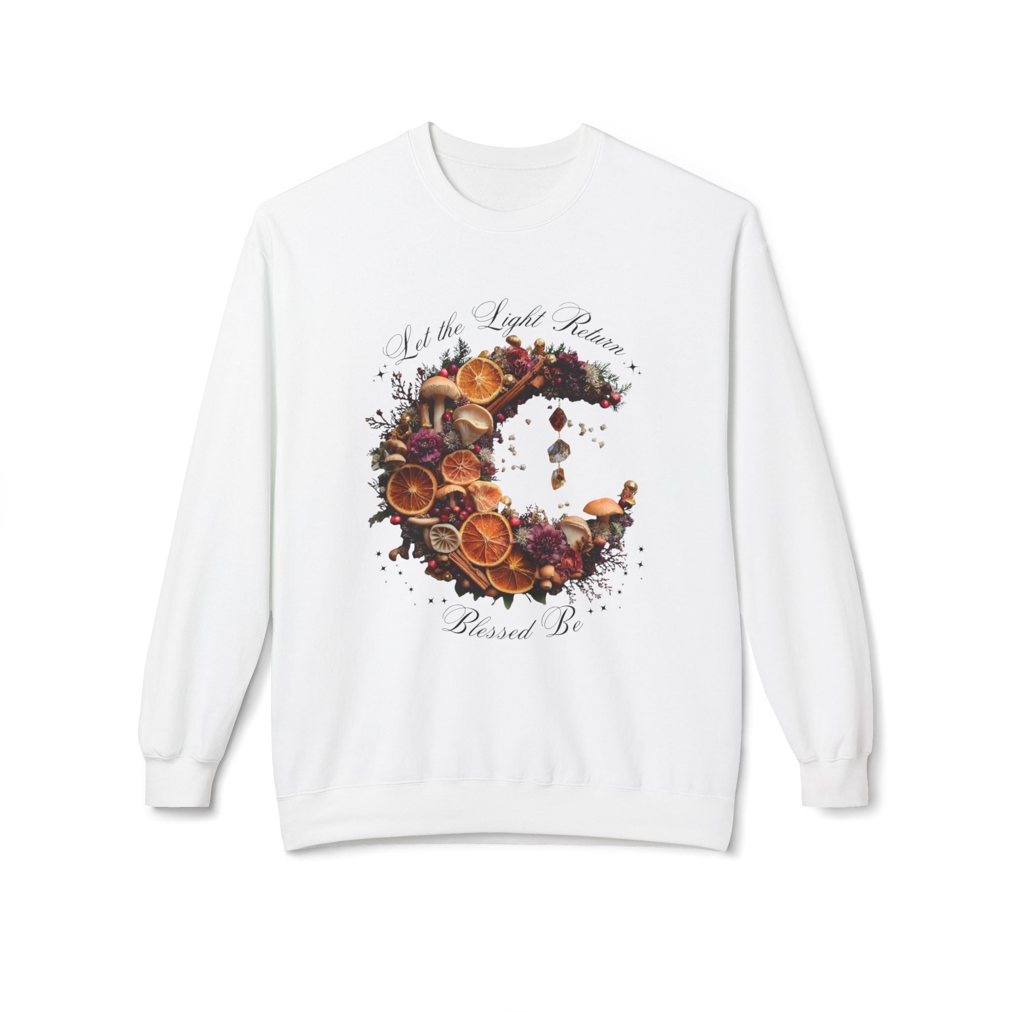 Crewneck Sweatshirt — Autumn Citrus Wreath “Count Your Blessings” Fall Graphic
