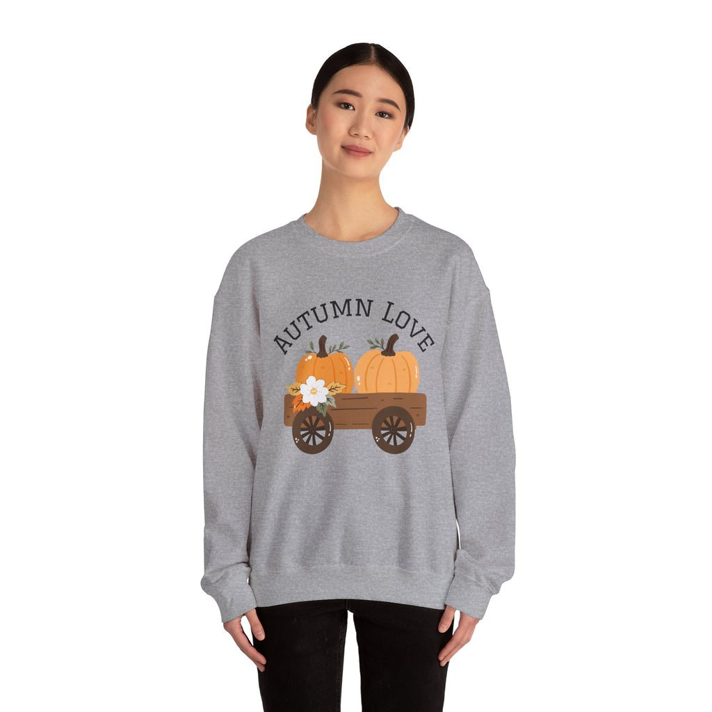 Autumn Love Crewneck Sweatshirt | Cozy Fall Apparel, Pumpkin Sweater, Harvest Gift, Thanksgiving Clothing, Seasonal Fashion