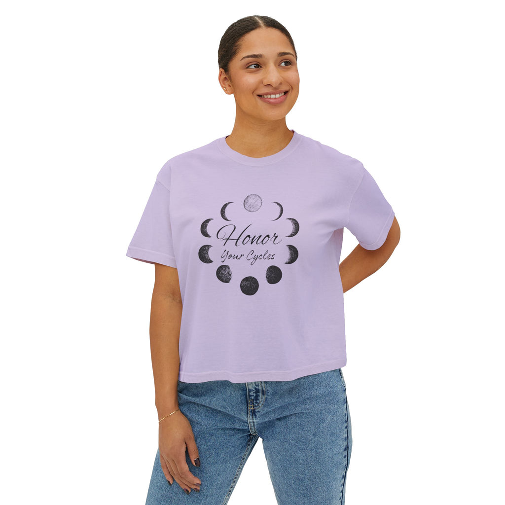 Moon Phases Women's Boxy Tee - Honor Your Cycles