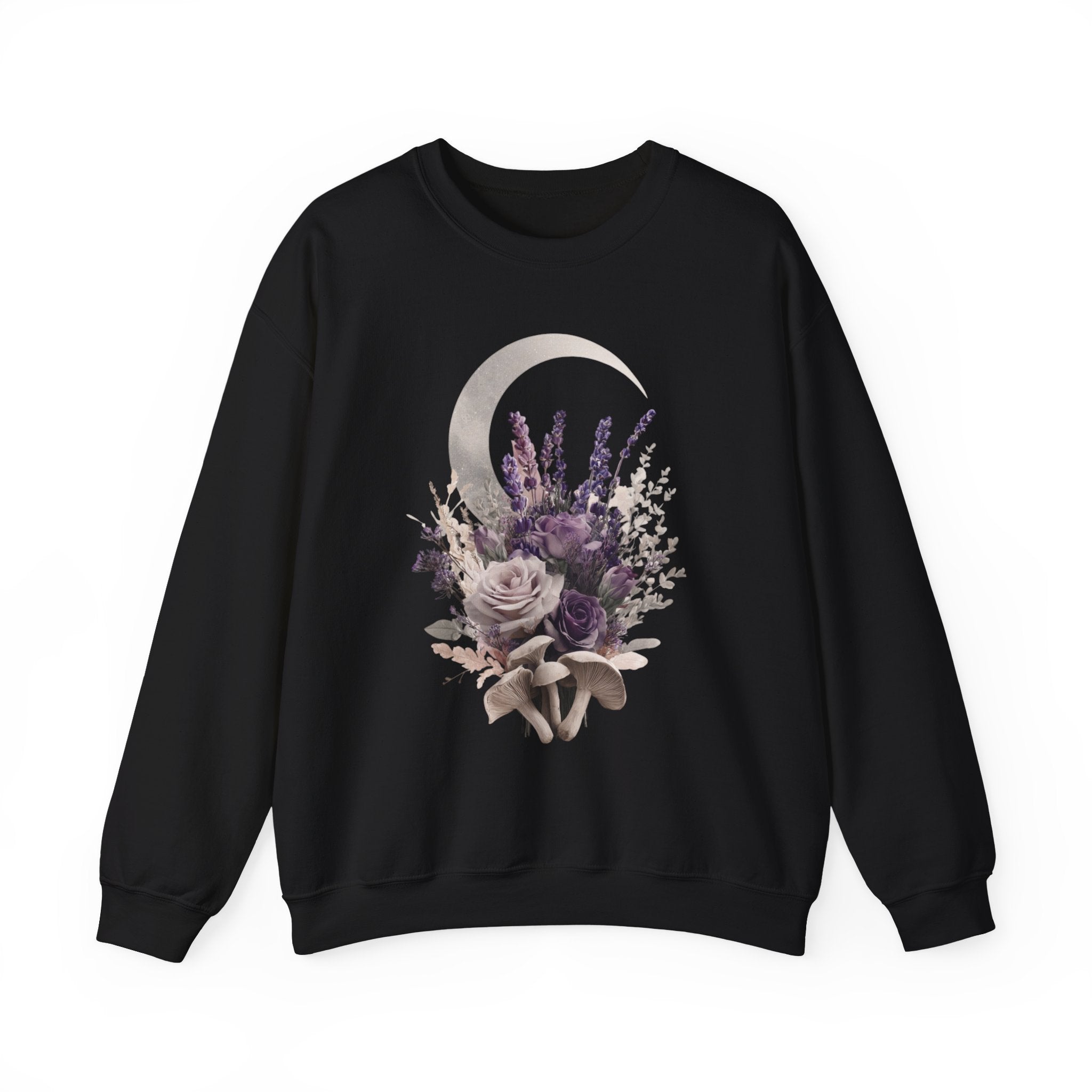 Floral Crescent Crewneck Sweatshirt – Lavender Rose Bouquet Graphic