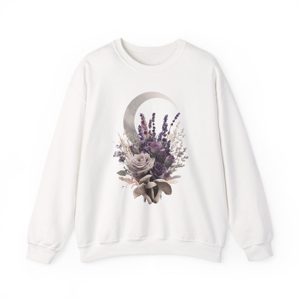Floral Crescent Crewneck Sweatshirt – Lavender Rose Bouquet Graphic