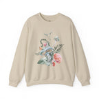 Floral Snake Crewneck Sweatshirt — Watercolor Botanical & Serpent Design
