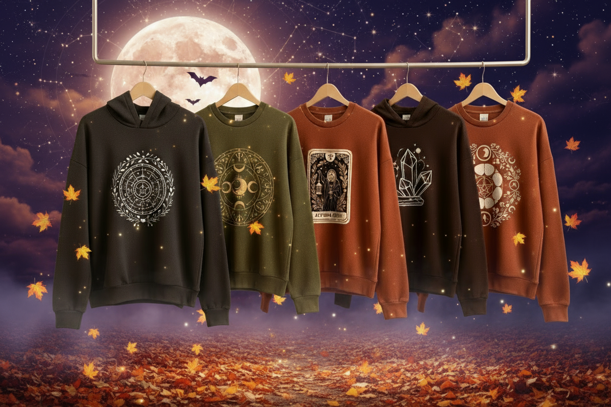 Autumn graphic solid crew neck sweaters and hoodies